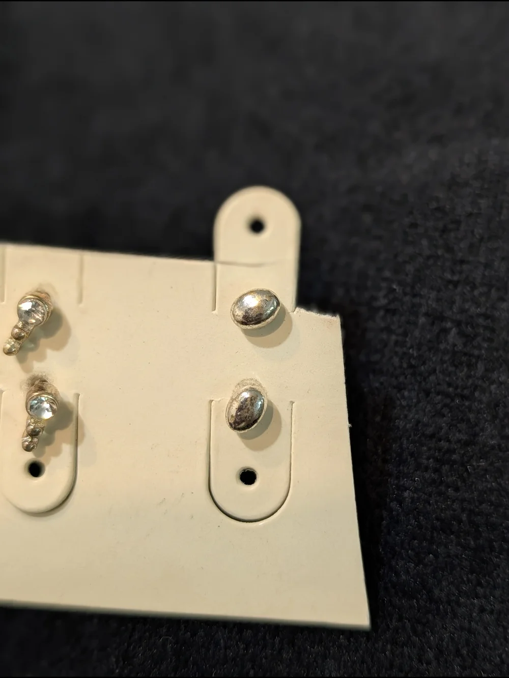 Silver Tone Oval Stud Earrings Lot Metal No Stone 4 Sets Butterfly Back Lobe